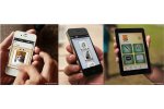 Pictures and icons on two smartphones and a tablet.