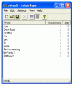 A word occurrences screen. 