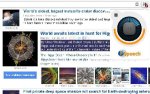 A web page is shown on the computer screen and has a very large pause/play button on the right top side of the page.