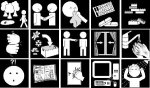 Software screen with black and white icons about human interaction in a 5x3 grid.
