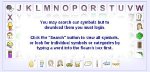 Screenshot of main screen with colorful symbol options on three sides and letter options across the top.