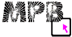 MPB logo which is written in zebra-patterned block letters, At the lower right, intersecting the letter B, is a white square outlined in black with a fuschia-colored arrow on it. 