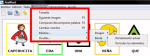Screenshot showing five simple, colorful images and menu selections being made.