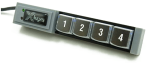 4 Key Version of the X-Keys;  4 keys in a row with small controller about the size of two keys on one end.