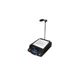A device that looks like a flatbed scanner with a control panel in front and.a camera arm positioned above the scanner.