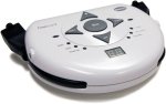 Circular device with control buttons, time display and switch indication lights.