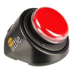 A red, switch button on an inclined base. 