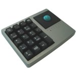 A rectangular device with a number keypad on the left and trackball on the right.