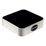 Square, black device with the Ablenet logo on one side. 
