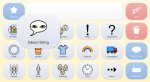Grid 3 symbol communication screenshot with icon buttons for the various categories of options. 