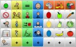 Screenshot of the Mind Express 4 pictographic, grid menu.