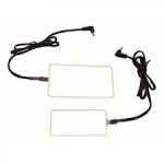 Two transparent rectangular looking switches; black wire attached to each switch, which has standard jack
