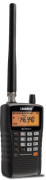 Handheld Scanner with channel display, control buttons, frequency modulating knob, and antenna.