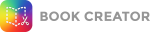 BookCreator logo featuring an open book icon in cartoon style on a multicolor background and next to it the text "Book Creator"