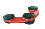 Red arch with three black nodes spaced evenly at both tips and the center of the arch.