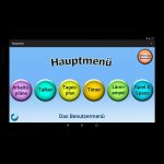 Visual representation of app on screen with several menu choices, including a talker.