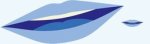 Mads logo, an illustration of a large and small smiling blue mouth.