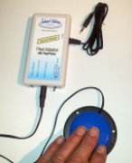 Rectilinear device with switch adapter connected on one side and the charging cable to the adjacent right side 