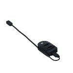 Small black device attached to a long black arm with a small black device at the end.