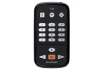 Handheld device the size and shape of a mobile phone with button on the front face. 