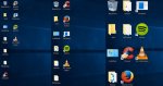 Screenshot of three desktops with different screen resolutions, each one larger and more "zoomed in."