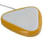 Yellow rectangular switch with white padding on top and connector cable extending from bottom edge.
