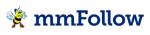 bumble bee cartoon pointer next to mmFollow logo