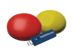 Red switch and yellow round switches next to USB.