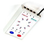 Small, rectangular device with four input jacks on side.