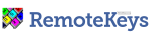 RemoteKeys logo with a small square icon of diagonally arranged colorful keys followed by the name RemoteKeys which is written in a blue text font without space between the two words.