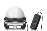 Glasses and helmet unit with remote attached via wire.