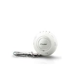 Small white golf ball-shaped device attached to a carabineer hook.