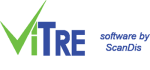 The word "ViTre" in bold, green and blue font, with the words "software by ScanDis" to the right, also in blue font.