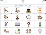 Screenshot of pictographic menu with options such as home, core words, activities, and phrases.