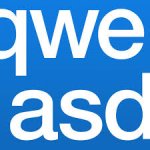 Blue square with large white block letters in two rows.
