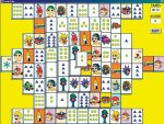 Square image with eight rows of various number of cards against a yellow background. Some of the cards have pictures and some have a number of dots or triangles.