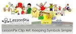 Rectangular cartoon image of collage of images, including children, pets, chairs, and bicycles on top of gray menu bar with company name on the left.