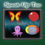 Green square with product name written across the top and images of a butterfly, balloon, octopus, and dial in a display screen in center.