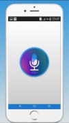 A white iPhone with a micropone icon displayed on screen, indicating that the user is speaking.