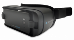 Angled view of a large black headset with a camera lens on the right.