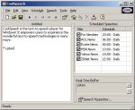 Screenshot of Windows program with a white text box on the left and a menu pane on the right. There is also a menu bar across the top of the screen.
