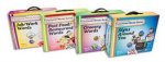 Four different colored software boxes, with the titles "Job/Work Words," "Fast FoodRestaurant Words," "Grocery Words," "Signs Around You."